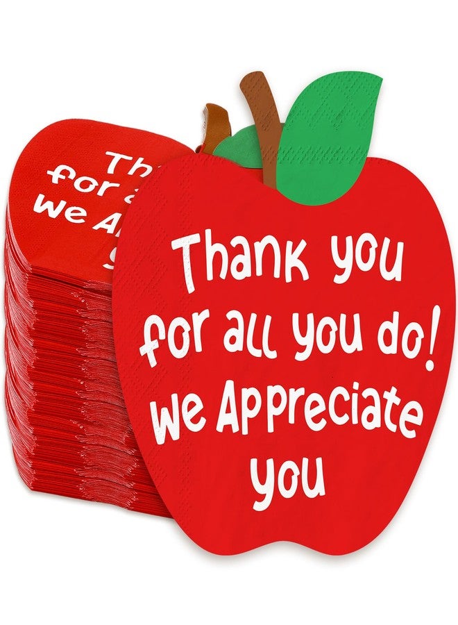 Whaline 100 Pack Back to School Napkins Red Apples Thank You Disposable Napkins We Appreciate You Paper Dinner Napkin for First Day School Teacher Appreciation Week Classroom Supplies Table Decor - Image 1